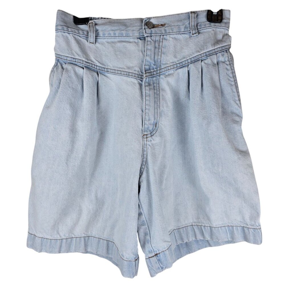 Vintage 80s Gloria Vanderbilt High-Waisted Light Blue Denim Mom Jean Short Small